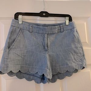 J. Crew Scalloped Hem Shorts- Chambray